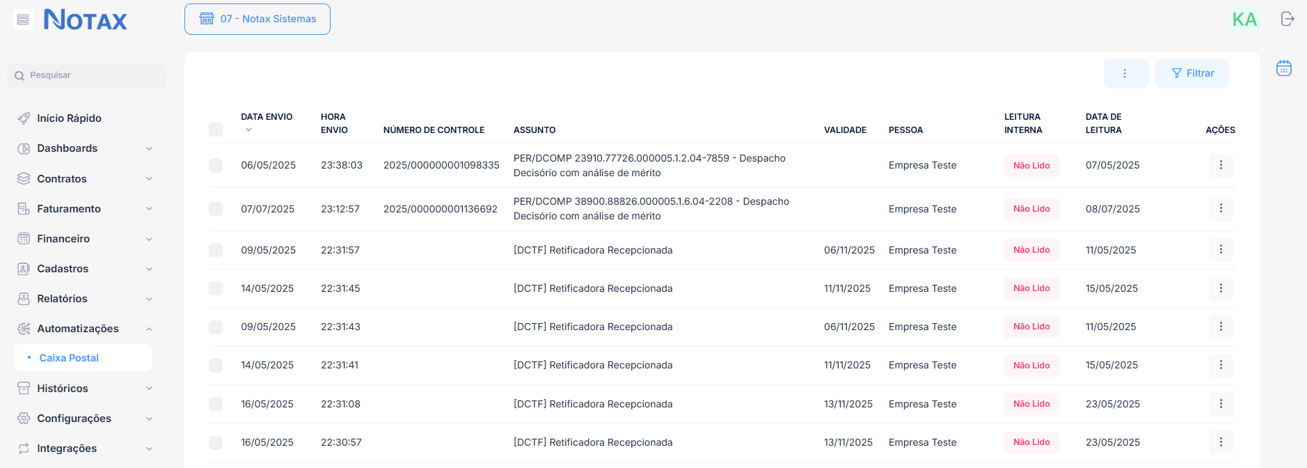 Caixa postal integrada ao e-CAC